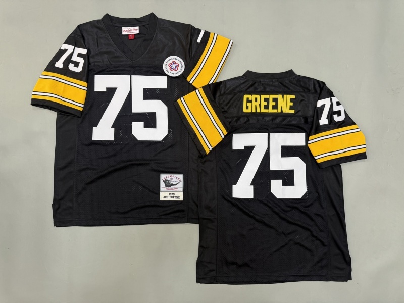 Men 2025 Pittsburgh Steelers #75 Greene black Throwback Limited NFL Jersey style 003